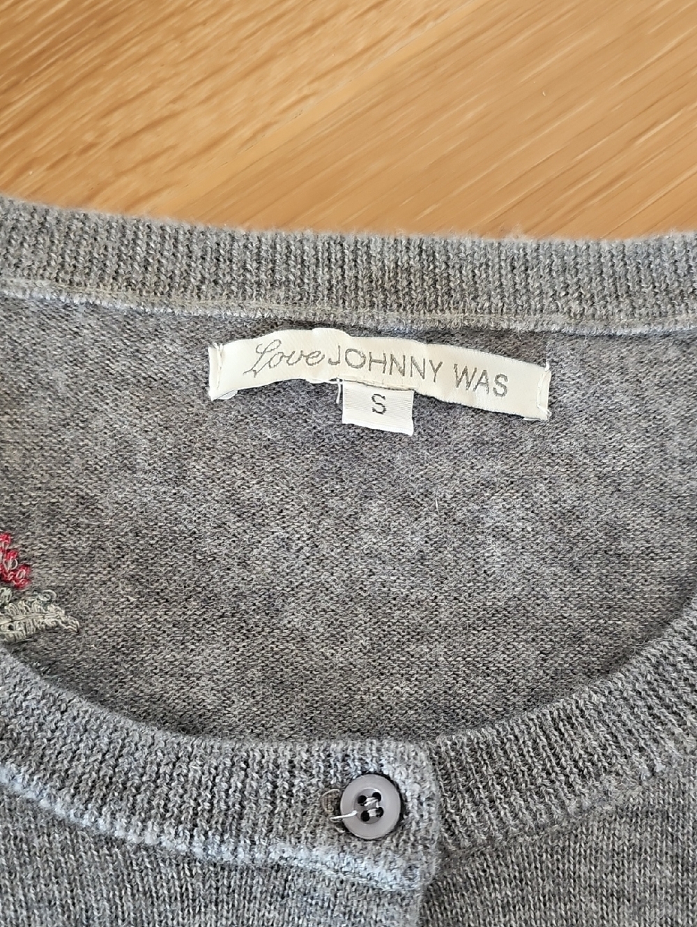 Johnny Was Embroidered Cashmere Cardigan Sweater Floral Gray Size Small - Picture 5 of 6
